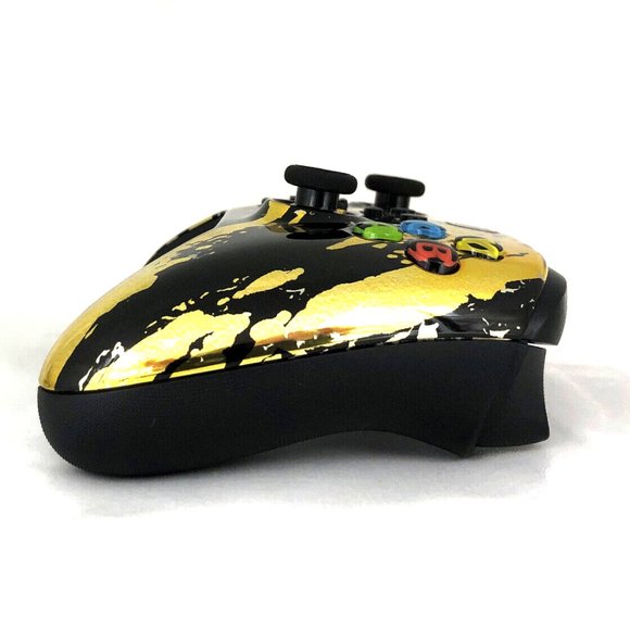 Custom Xbox Series X / S Wireless Controller - Glossy Chrome Gold Black Splatter - Picture 7 of 8